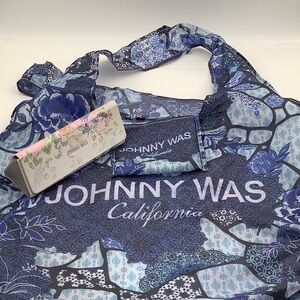 JOHNNY WAS sunglass case, and shopping bag